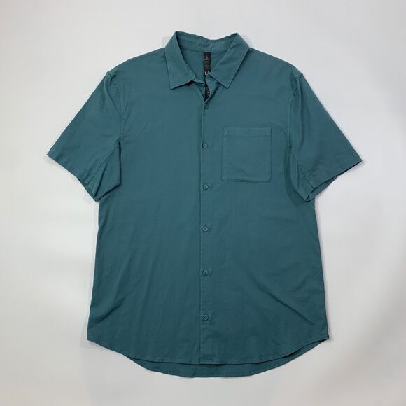 Lululemon Shirt Mens Large Waterfall Short Sleeve Button Up Stretch Cotton Blend - Picture 2 of 10